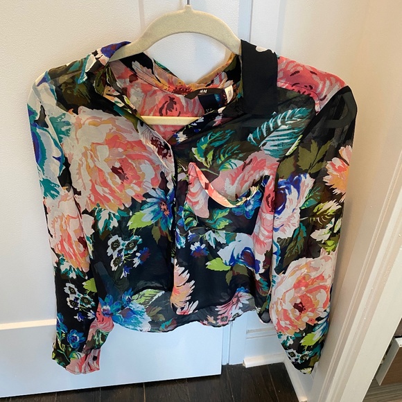 H&M Floral Sheer Blouse - Size 4 - Picture 1 of 2